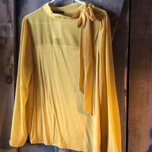 Golden Yellow Suzy Shier Flowy Blouse with Tie